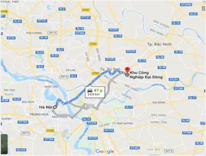 Bac Ninh州のDai Dong Hoanh Son工業団地にある面積1000m2のリース工場